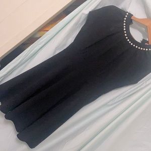 Black dress with pearls